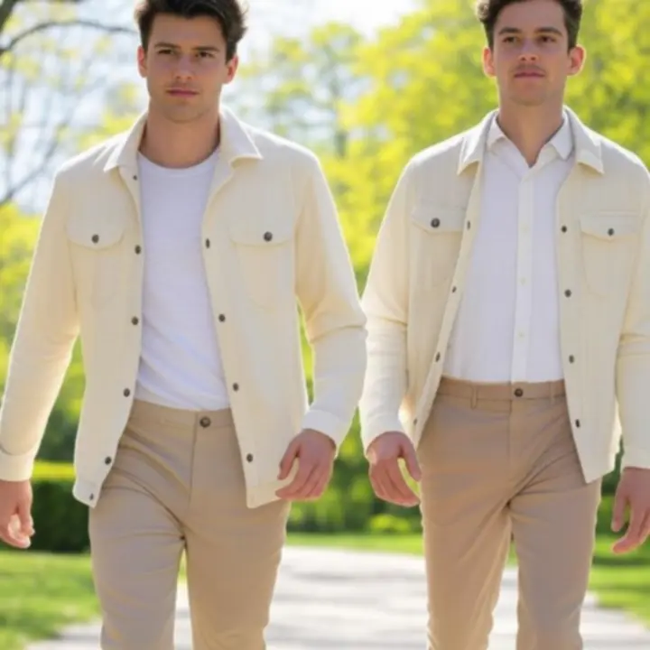 Tavaszi-nyári férfi kollekció könnyű, világos ruhadarabokkal